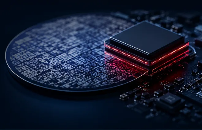 Silicon wafer and power semiconductor package on a circuit board